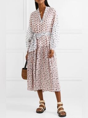 Ulla Johnson Selvi Midi Dress Mixed Floral Print